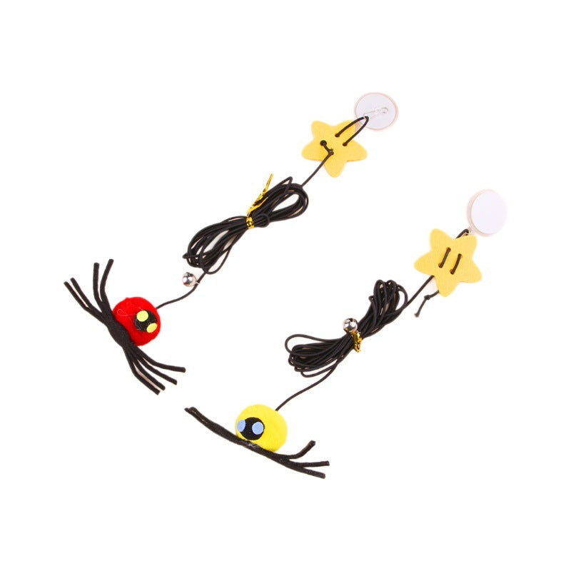 KFX-3470141 Hanging Cat Toy with Elastic Rope, Feathers, and Bell for Indoor Play