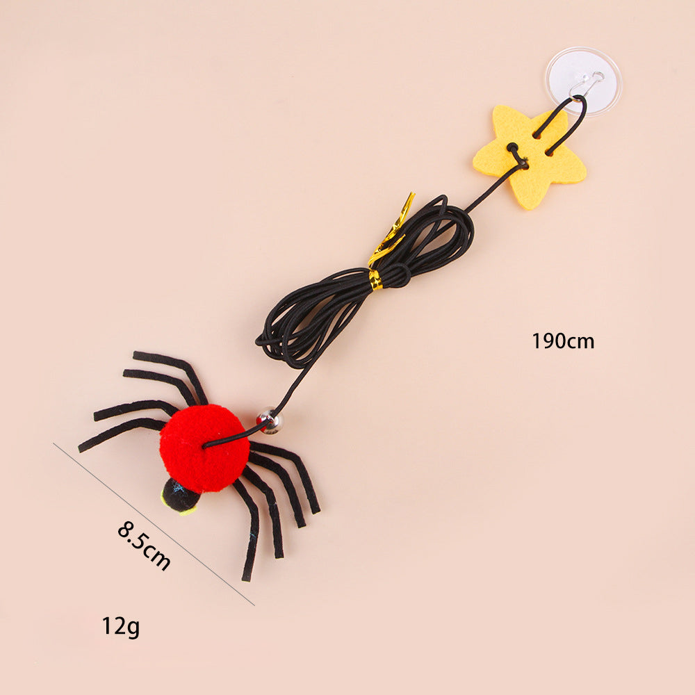 KFX-3470141 Hanging Cat Toy with Elastic Rope, Feathers, and Bell for Indoor Play