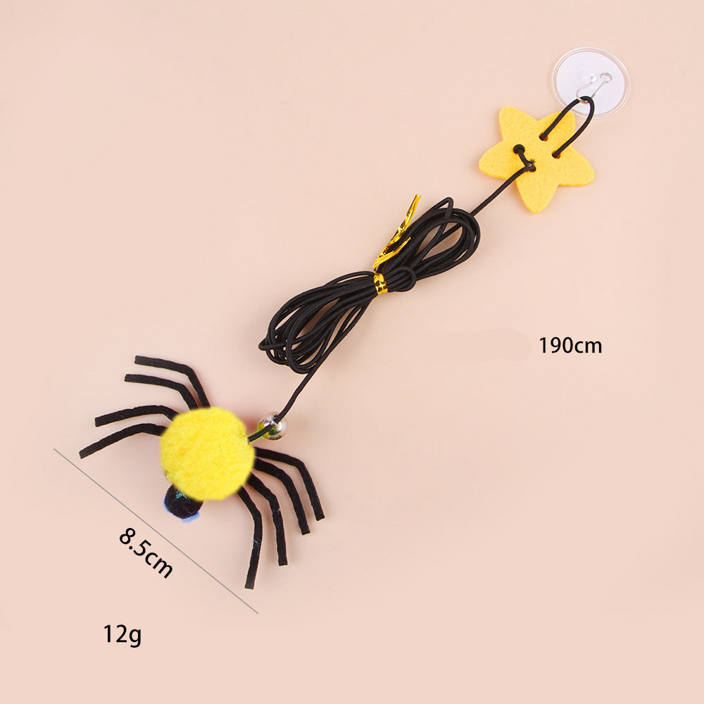 KFX-3470141 Hanging Cat Toy with Elastic Rope, Feathers, and Bell for Indoor Play
