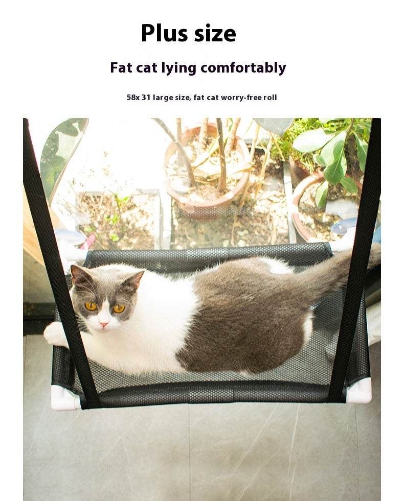 KFX-3470269 Window Cat Hammock with Sucker Holders - Comfortable Hanging Pet Nest in Black or Blue