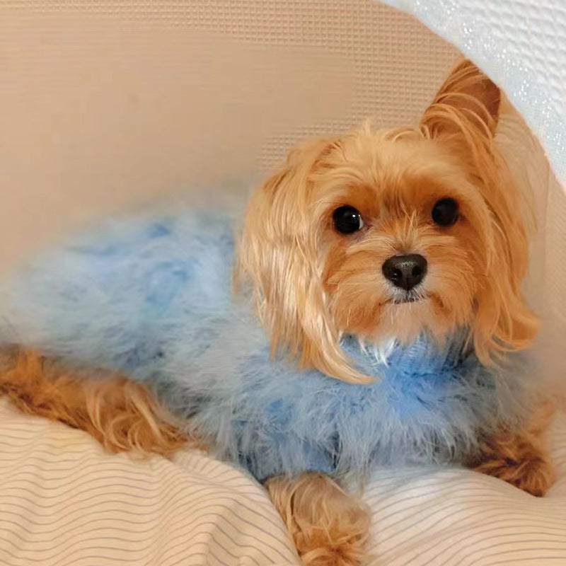 KFX-3473725 Autumn and Winter Round Neck Sweater for Pets - Available in Blue, Pink, and Purple, Sizes S to XL