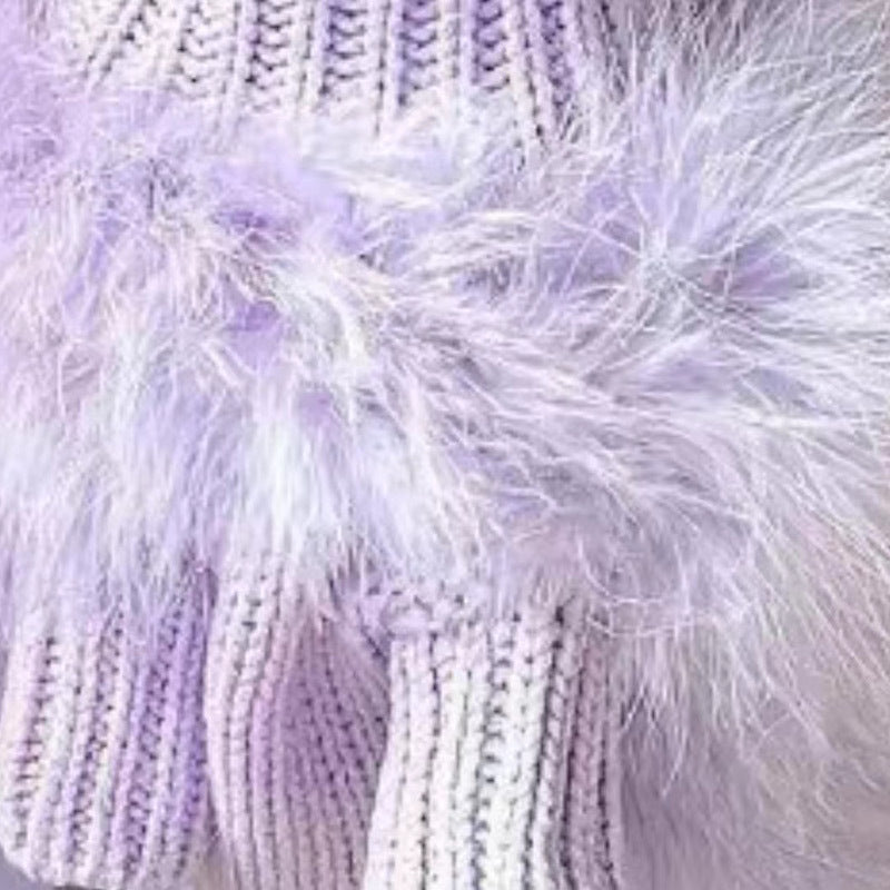 KFX-3473725 Autumn and Winter Round Neck Sweater for Pets - Available in Blue, Pink, and Purple, Sizes S to XL