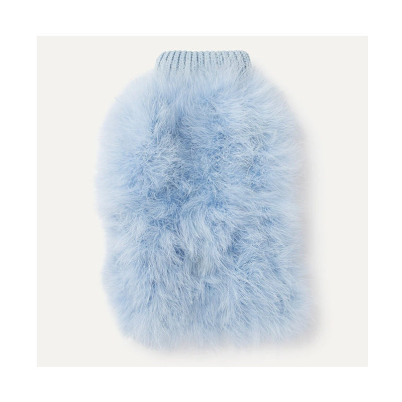 KFX-3473725 Autumn and Winter Round Neck Sweater for Pets - Available in Blue, Pink, and Purple, Sizes S to XL