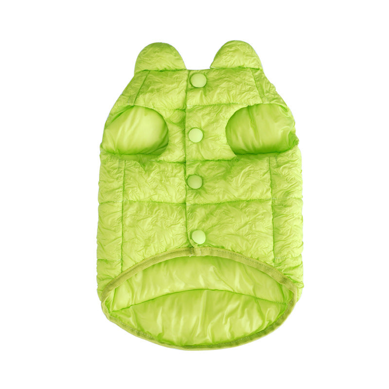 KFX-3474237 Fluorescent Green Winter Vest for Dogs and Cats with Matching Scarf, Soft Polyester Fiber, Anti-Lint Design, Casual Style