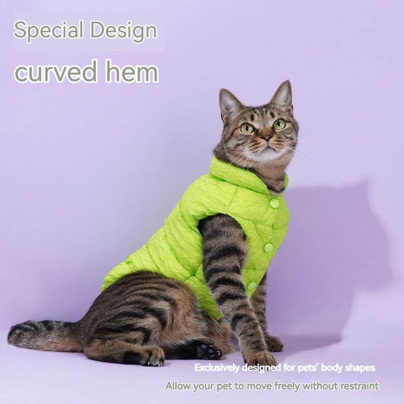 KFX-3474237 Fluorescent Green Winter Vest for Dogs and Cats with Matching Scarf, Soft Polyester Fiber, Anti-Lint Design, Casual Style