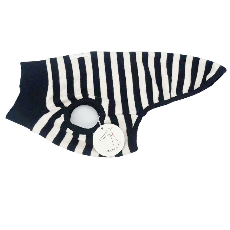KFX-3475005 Comfortable Black Striped Tank Top for Pets - Casual Polyester Wear