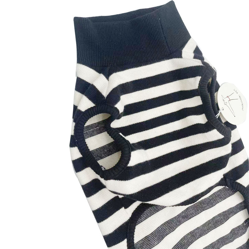 KFX-3475005 Comfortable Black Striped Tank Top for Pets - Casual Polyester Wear