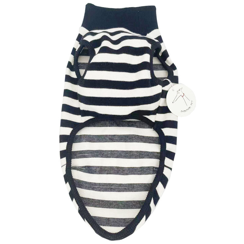 KFX-3475005 Comfortable Black Striped Tank Top for Pets - Casual Polyester Wear