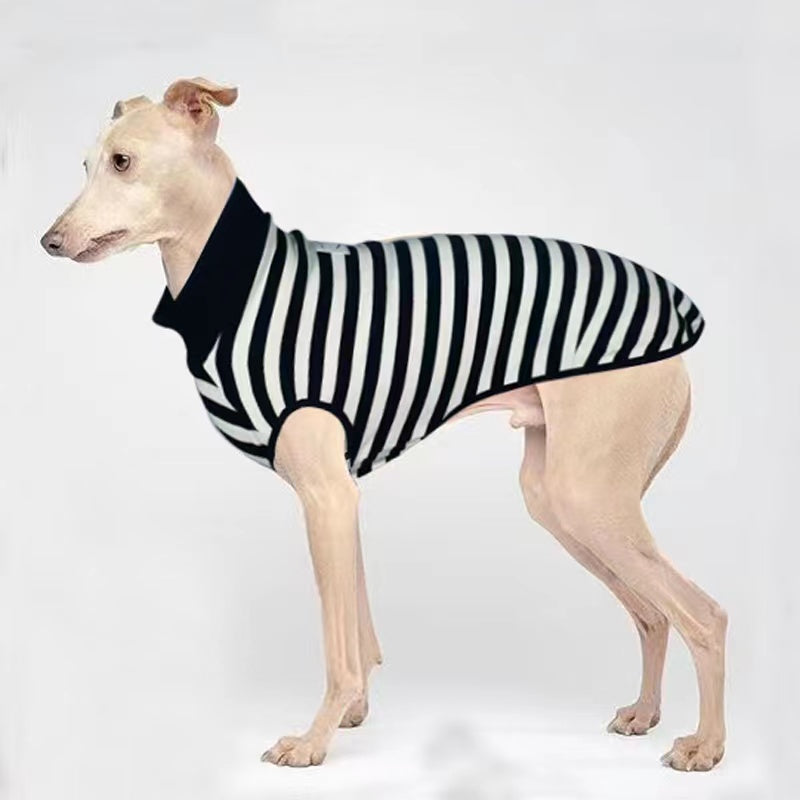KFX-3475005 Comfortable Black Striped Tank Top for Pets - Casual Polyester Wear