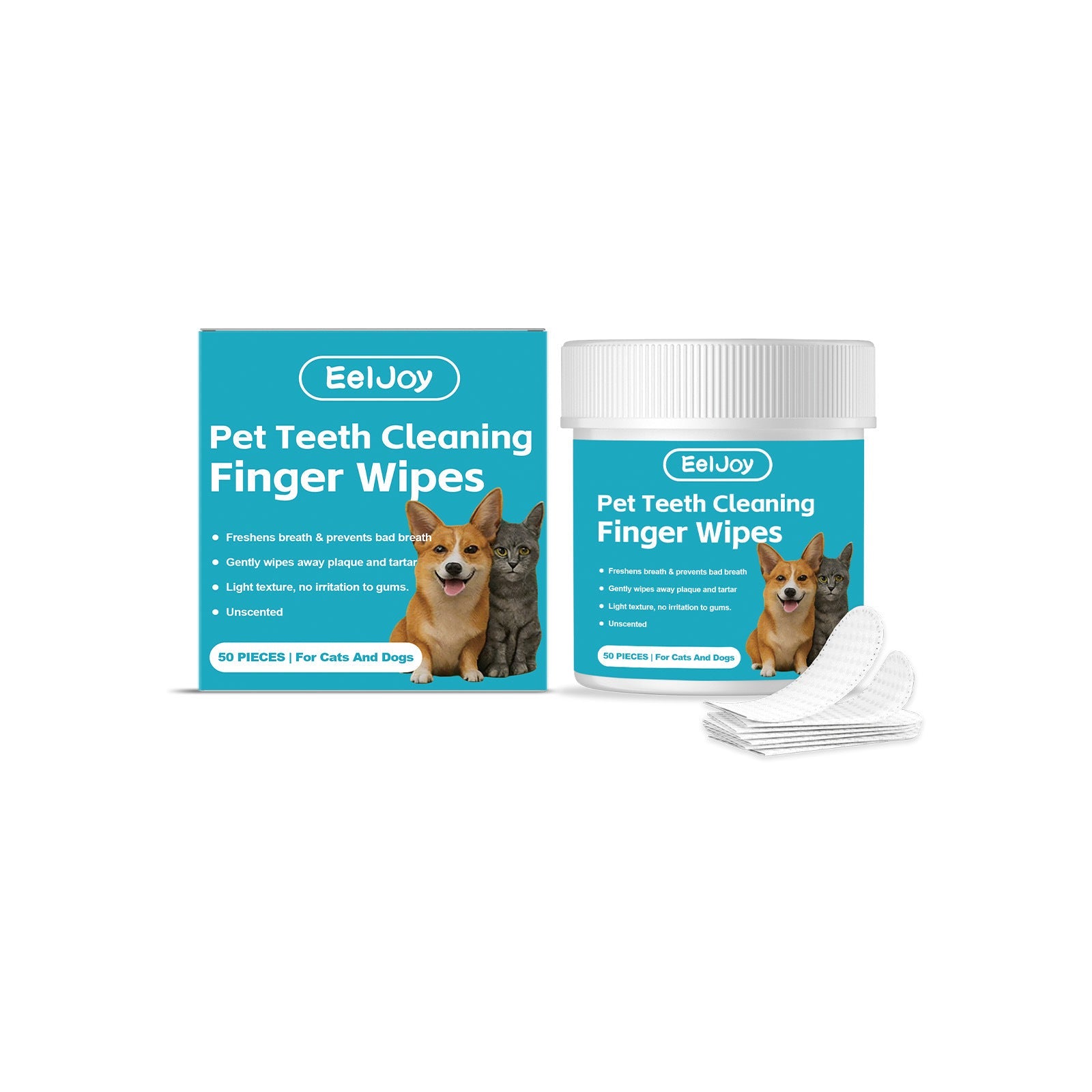 KFX-3476285 Pet Dental Finger Cots with Cleaning Wipes - 50 Pack for Effective Pet Oral Care