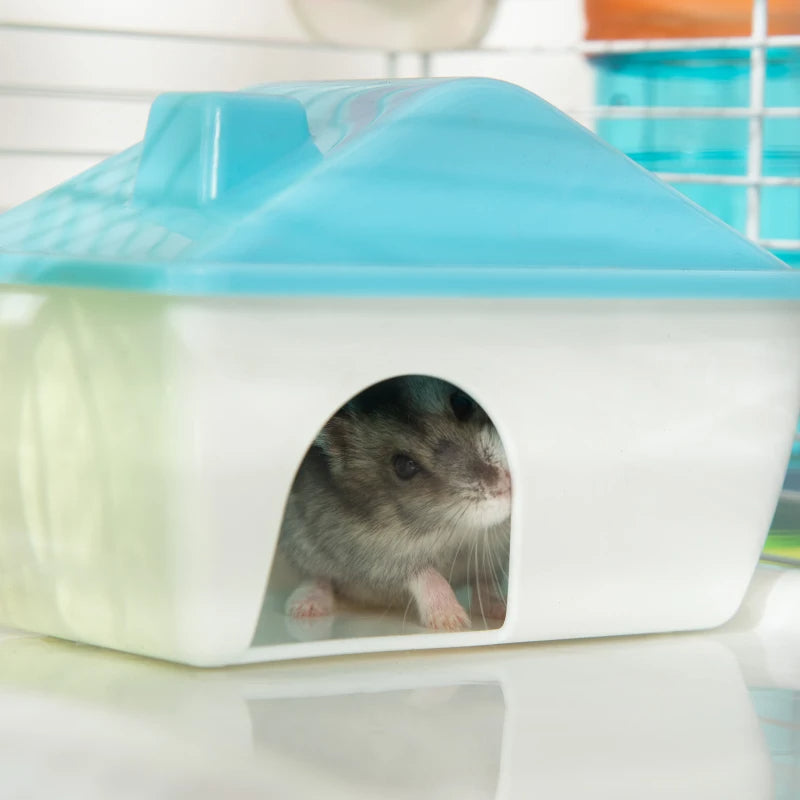 KFX-3478077 Extra Large 4-Tier Hamster Cage with Tubes, Exercise Wheel, Water Bottle, and Food Dish