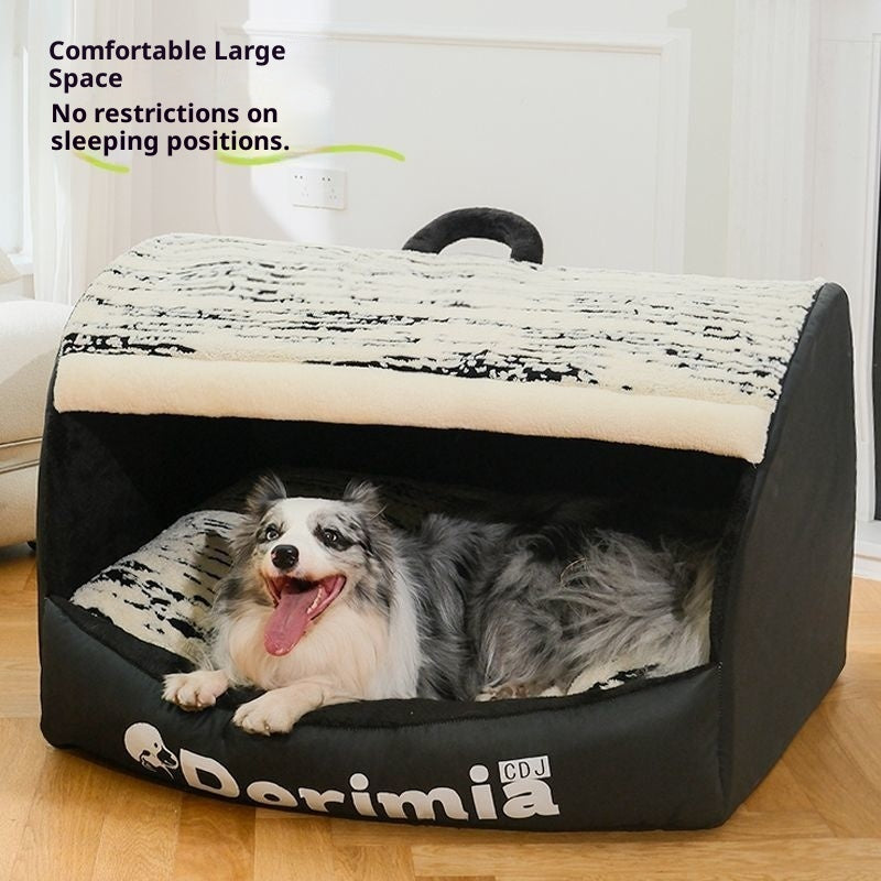 KFX-3478461 Removable and Washable Enclosed Cat Nest in Elegant Black and Warm Orange