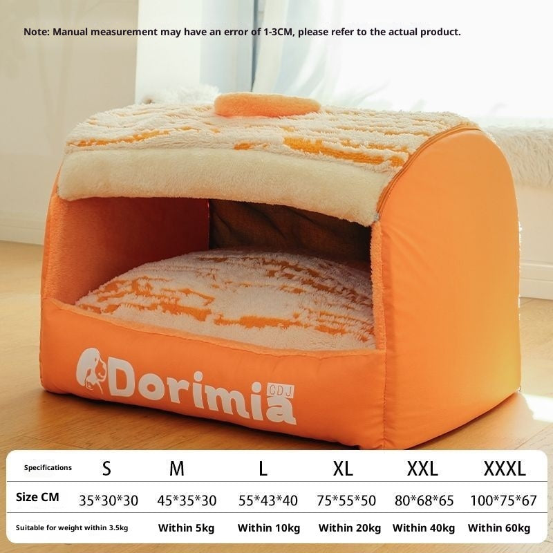 KFX-3478461 Removable and Washable Enclosed Cat Nest in Elegant Black and Warm Orange