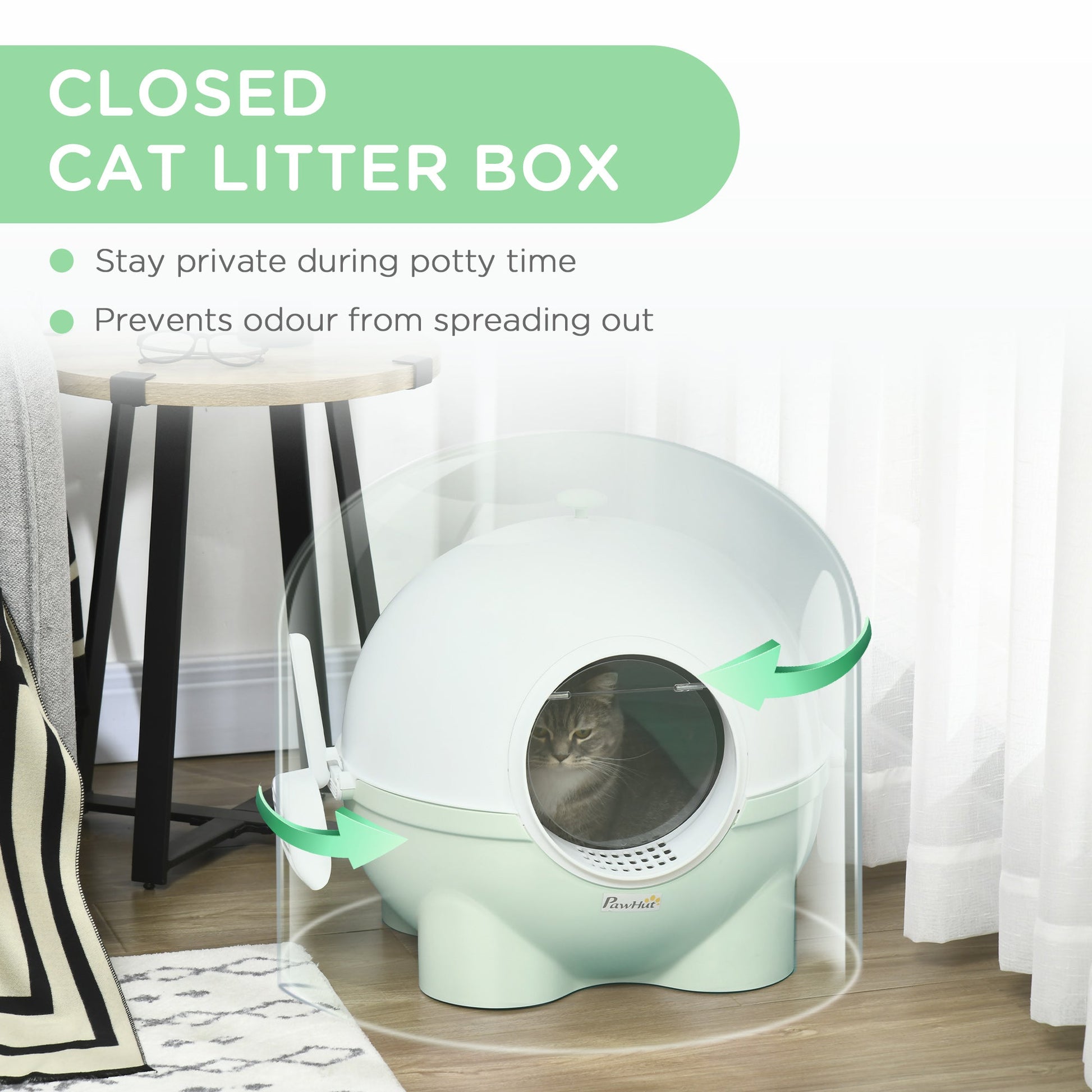 KFX-3479869 Hooded Cat Litter Box with Side Scoop for Odor Control and Privacy - Various Colors