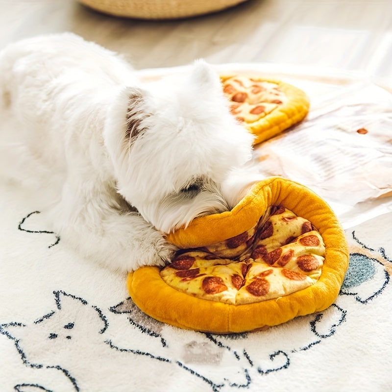 KFX-3481661 Durable Squeaky Dog Chewing Toy in Pizza Shape for Interactive Play and Dental Health