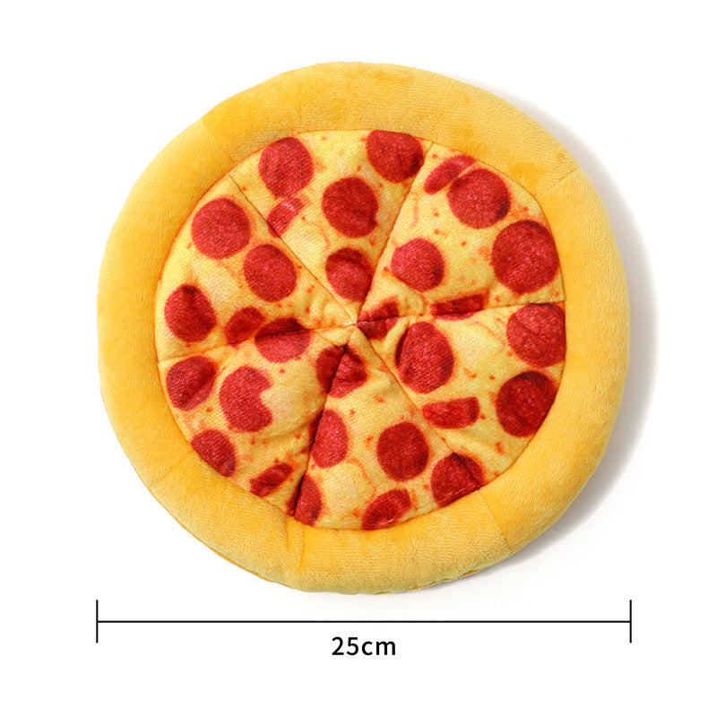 KFX-3481661 Durable Squeaky Dog Chewing Toy in Pizza Shape for Interactive Play and Dental Health