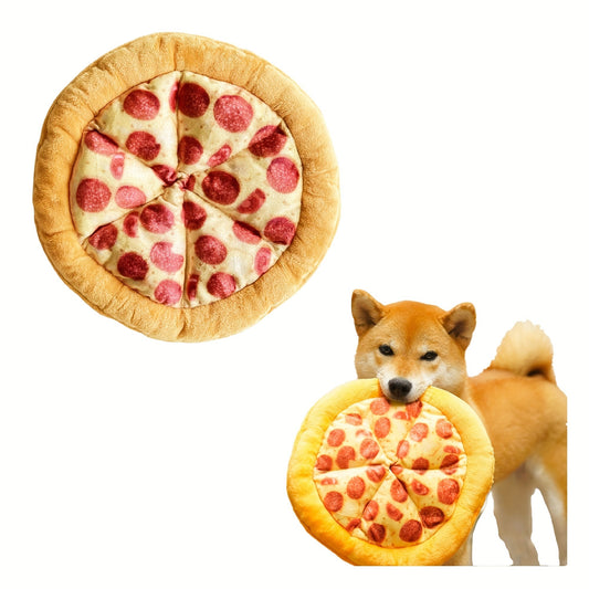 KFX-3481661 Durable Squeaky Dog Chewing Toy in Pizza Shape for Interactive Play and Dental Health