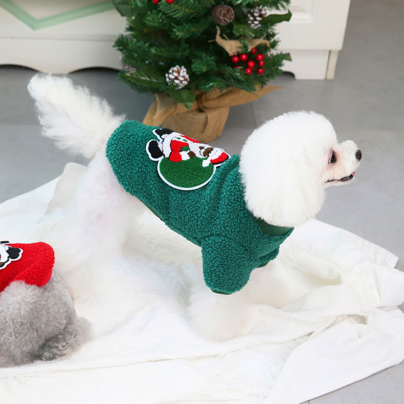 KFX-3482557 Christmas-Themed Pet Sweaters in Granular Velvet for Small to Medium Dogs