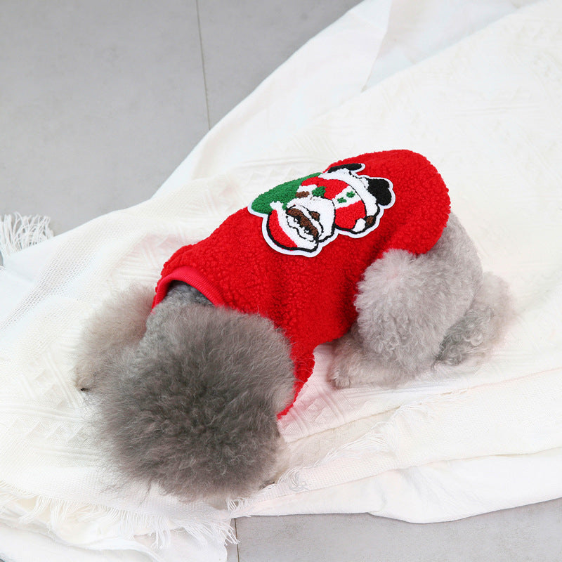 KFX-3482557 Christmas-Themed Pet Sweaters in Granular Velvet for Small to Medium Dogs