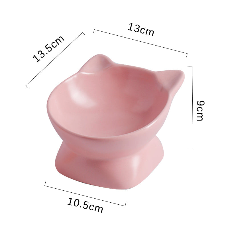 KFX-3484349 Ceramic Cat Bowl with High Foot Design for Easy Feeding and Reduced Upset, Available in Multiple Colors