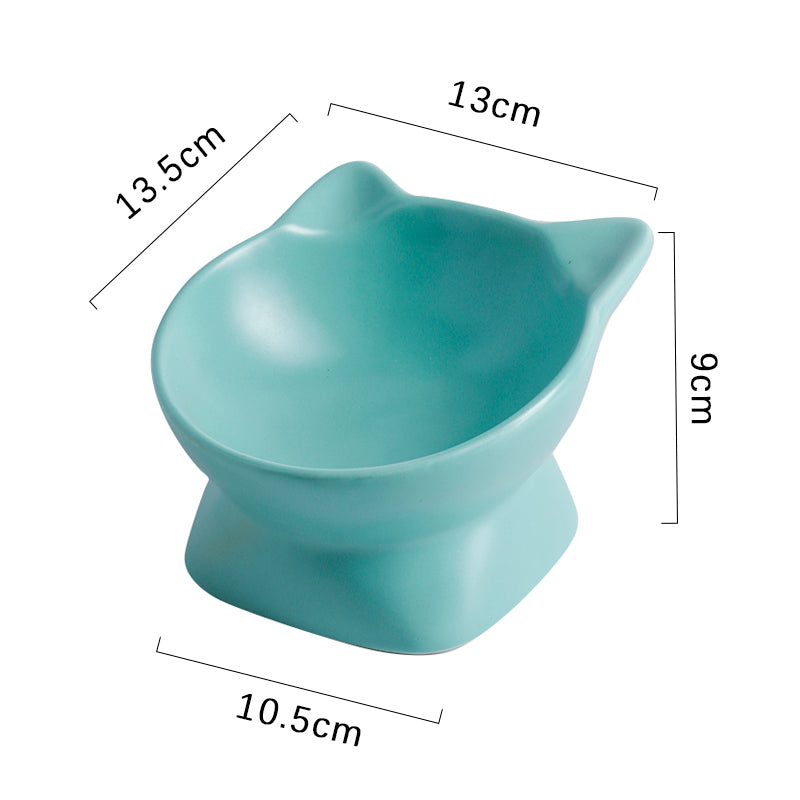 KFX-3484349 Ceramic Cat Bowl with High Foot Design for Easy Feeding and Reduced Upset, Available in Multiple Colors