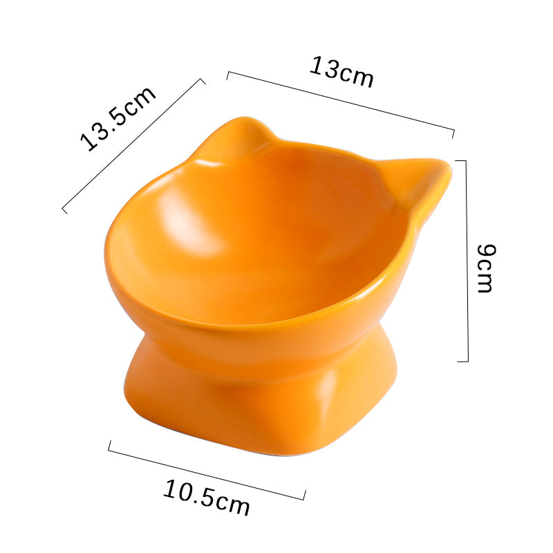 KFX-3484349 Ceramic Cat Bowl with High Foot Design for Easy Feeding and Reduced Upset, Available in Multiple Colors