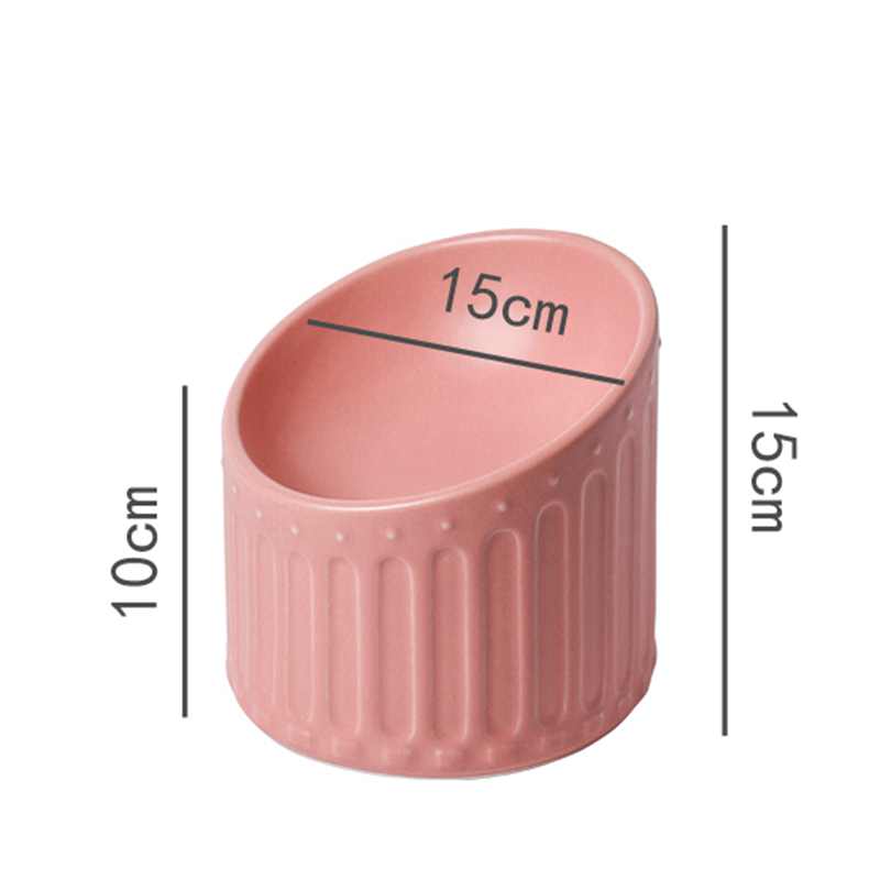 KFX-3484349 Ceramic Cat Bowl with High Foot Design for Easy Feeding and Reduced Upset, Available in Multiple Colors