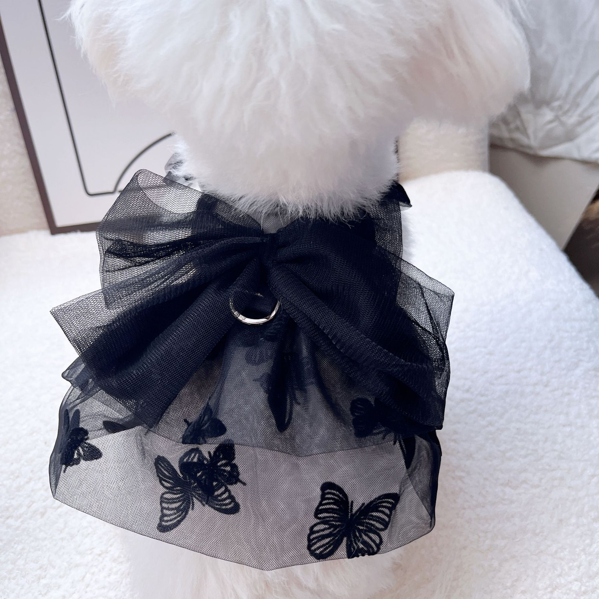 KFX-3484733 Princess Tulle Skirt for Pets – Black Gauze Dog and Cat Clothing in Various Sizes