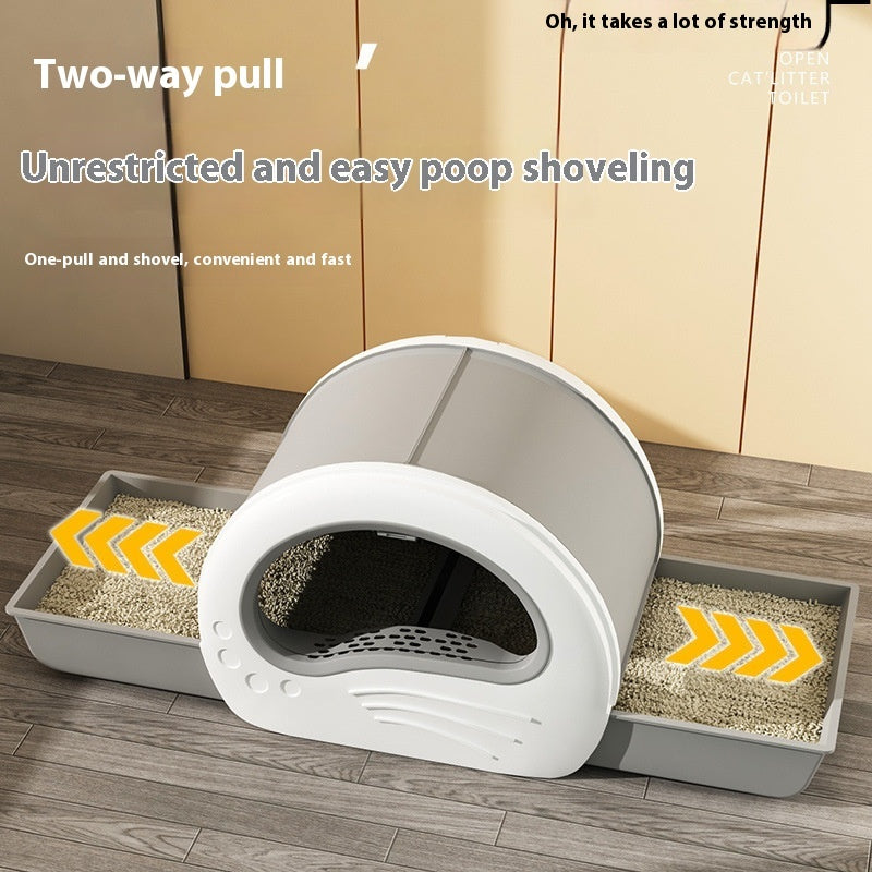KFX-3485629 Extra Large Splash-Proof Enclosed Cat Toilet with Deodorizing Bag and Scoop