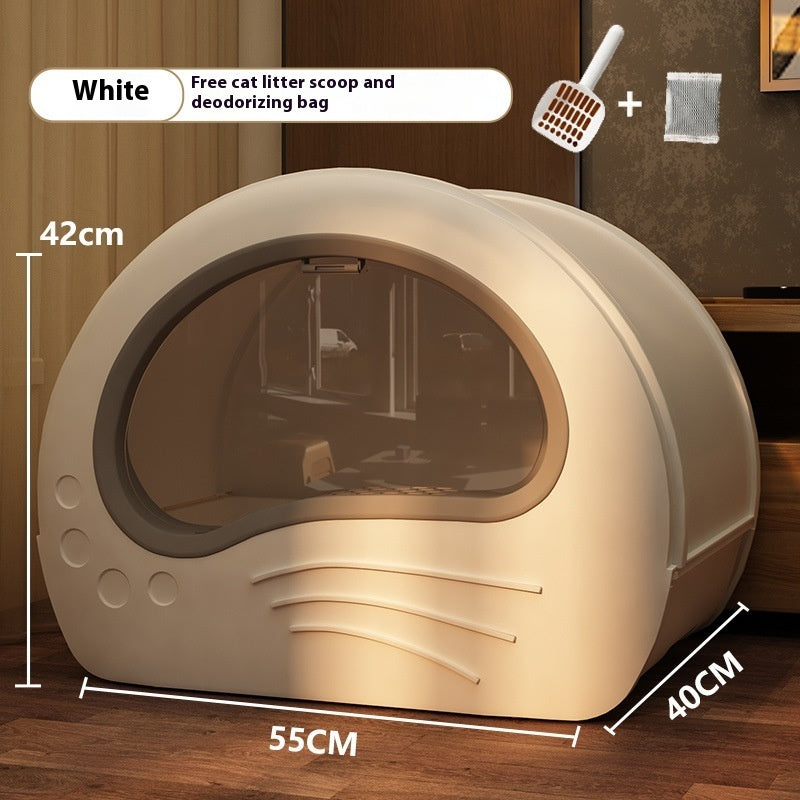 KFX-3485629 Extra Large Splash-Proof Enclosed Cat Toilet with Deodorizing Bag and Scoop