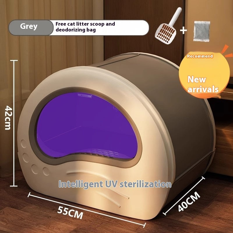 KFX-3485629 Extra Large Splash-Proof Enclosed Cat Toilet with Deodorizing Bag and Scoop