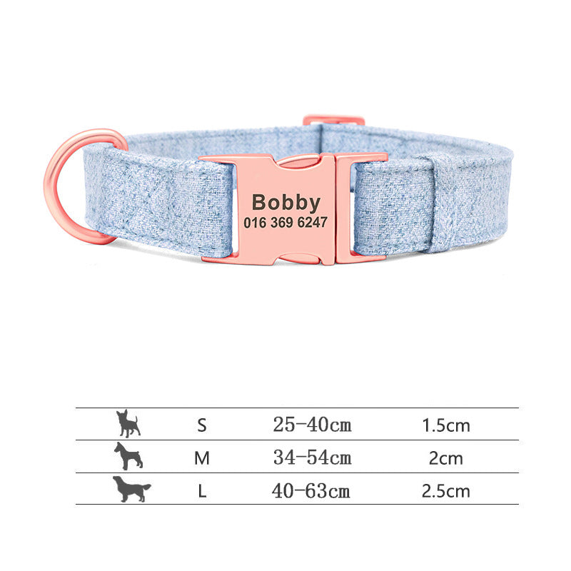 KFX-3486013 Personalized Anti-Lost Pet Dog Collar with Leash in Various Colors for Medium and Large Dogs