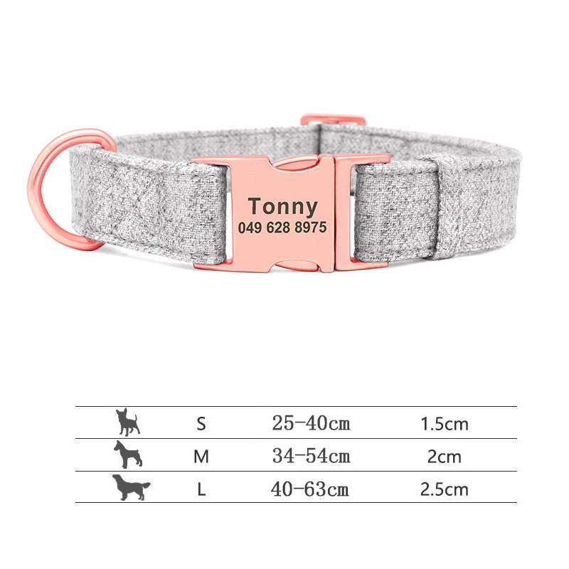 KFX-3486013 Personalized Anti-Lost Pet Dog Collar with Leash in Various Colors for Medium and Large Dogs