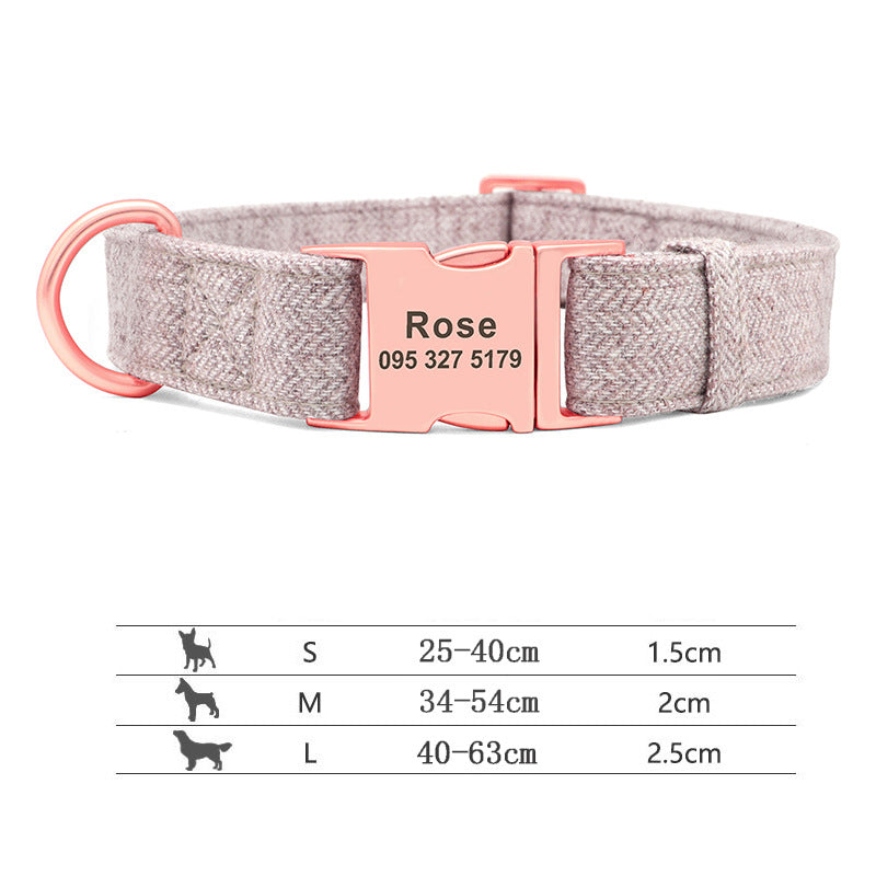 KFX-3486013 Personalized Anti-Lost Pet Dog Collar with Leash in Various Colors for Medium and Large Dogs