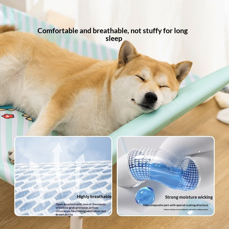 KFX-3488573 Striped Cartoon Camping Bed for Medium to Large Dogs - Oxford Cloth Design, Black and Gray
