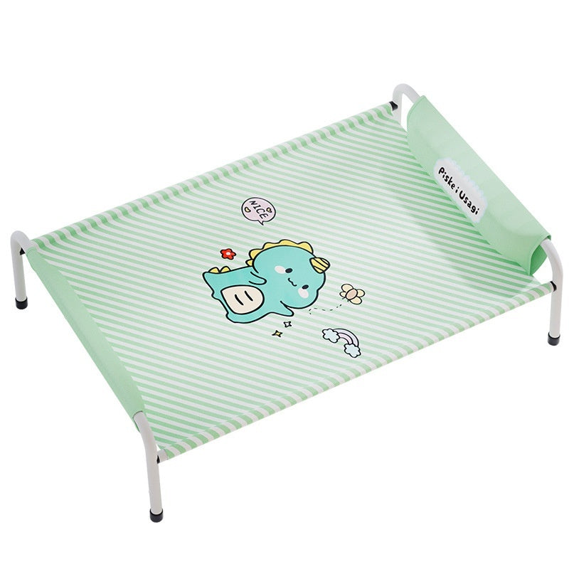 KFX-3488573 Striped Cartoon Camping Bed for Medium to Large Dogs - Oxford Cloth Design, Black and Gray
