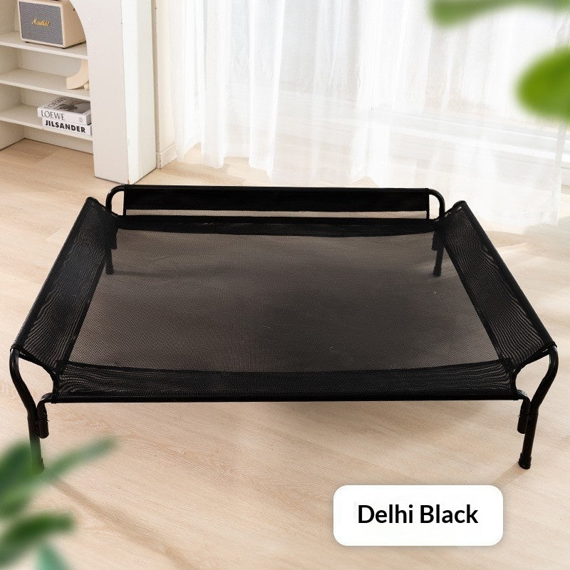 KFX-3488573 Striped Cartoon Camping Bed for Medium to Large Dogs - Oxford Cloth Design, Black and Gray