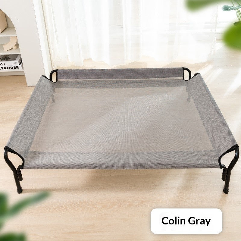 KFX-3488573 Striped Cartoon Camping Bed for Medium to Large Dogs - Oxford Cloth Design, Black and Gray