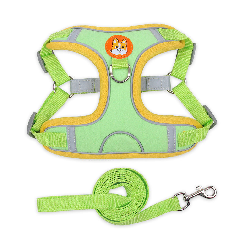 KFX-3489213 Reflective Vest Dog Harness with Leash - Adjustable Chest Strap for Small Dogs