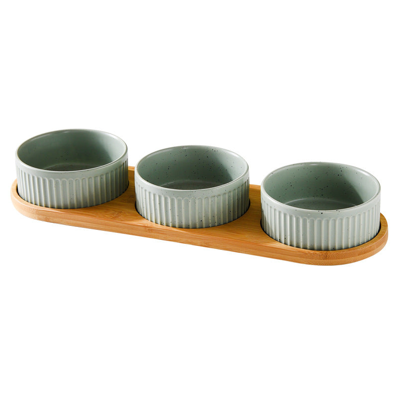KFX-3490109 Ceramic Dog Food Bowl Set in Multiple Sizes with Coordinating Trays