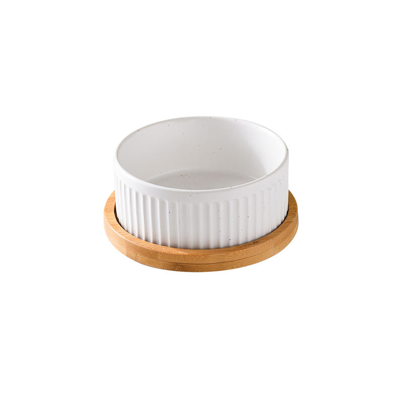 KFX-3490109 Ceramic Dog Food Bowl Set in Multiple Sizes with Coordinating Trays