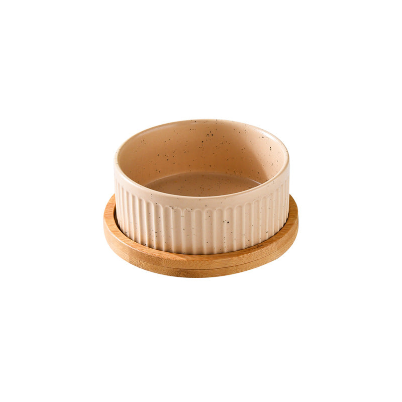 KFX-3490109 Ceramic Dog Food Bowl Set in Multiple Sizes with Coordinating Trays