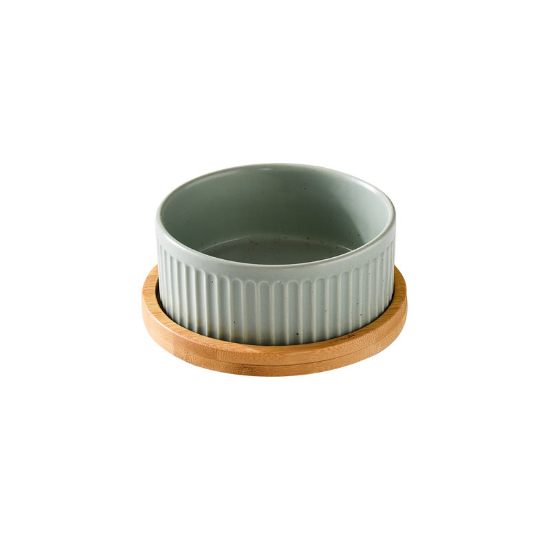 KFX-3490109 Ceramic Dog Food Bowl Set in Multiple Sizes with Coordinating Trays