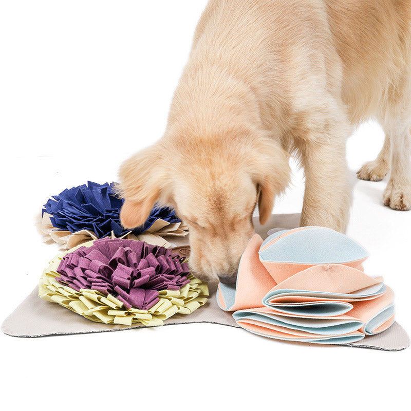 KFX-3490749 Multi-Size Sniffing Pet Mats for Slow Feeding and Training - Beige, Turquoise, Orange Blue Felt Design