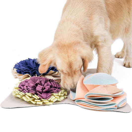 KFX-3490749 Multi-Size Sniffing Pet Mats for Slow Feeding and Training - Beige, Turquoise, Orange Blue Felt Design