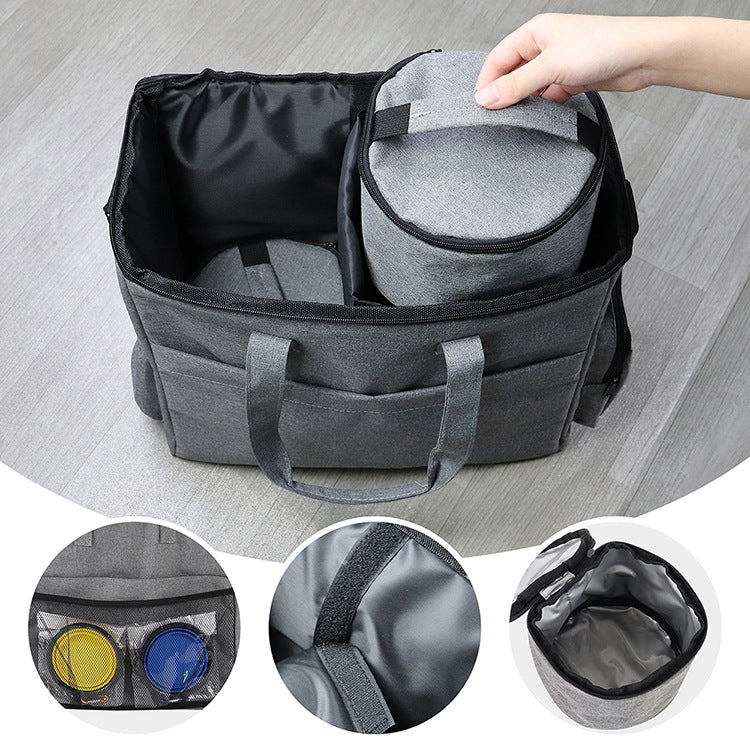KFX-3492157 Portable Dog Food Carrying Shoulder Bag - 17L Travel Storage for Dogs, Gray or Black