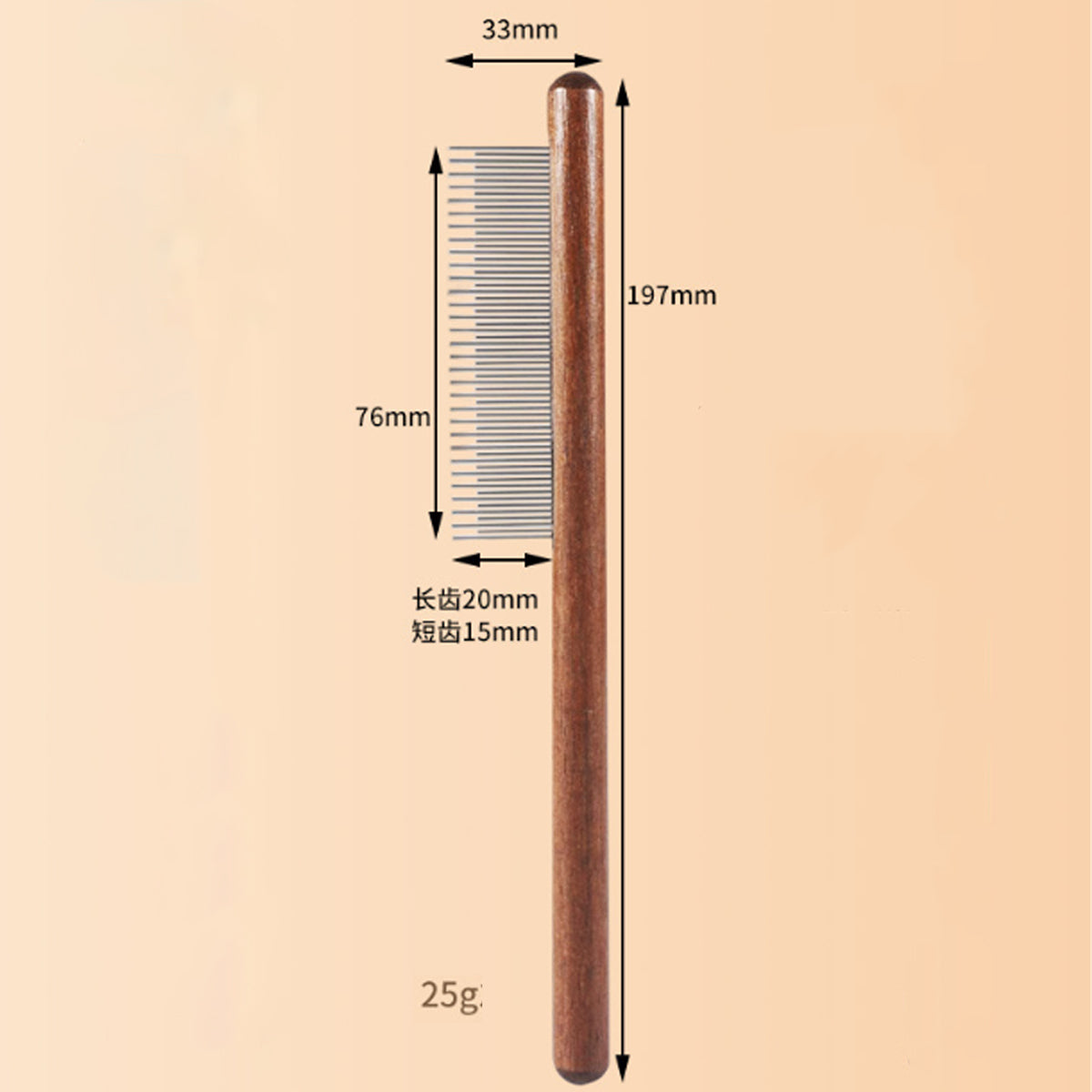 KFX-3497149 Wooden Handle Pet Comb for Grooming Long & Short Haired Dogs, Cats, and Small Pets