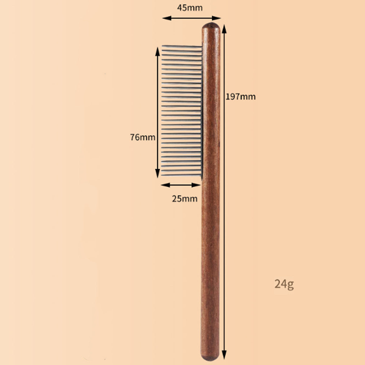 KFX-3497149 Wooden Handle Pet Comb for Grooming Long & Short Haired Dogs, Cats, and Small Pets