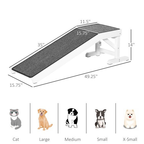 KFX-3498941 Dog Ramp with Non-Slip Carpet and Top Platform for Easy Access to Elevated Surfaces, 49" x 16" x 14"