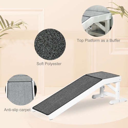 KFX-3498941 Dog Ramp with Non-Slip Carpet and Top Platform for Easy Access to Elevated Surfaces, 49" x 16" x 14"